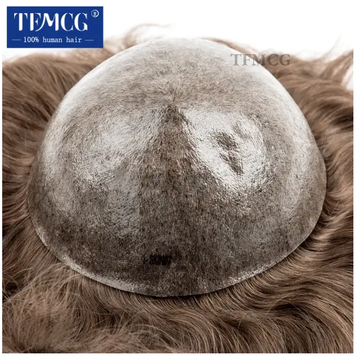 Prothèse capillaire pour hommes, toupet à Base complète de peau, perruques durables pour hommes, sys
