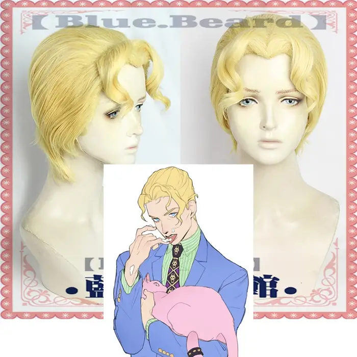 Perruque Cosplay Kira Yoshikage dorée