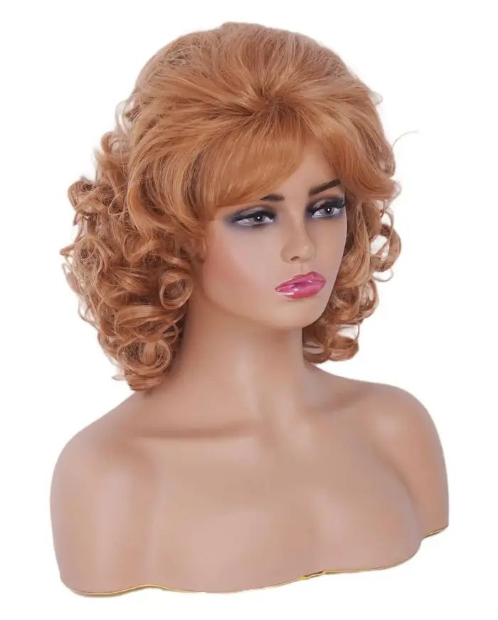 Perruque courte blonde mélangée brun clair pour femme