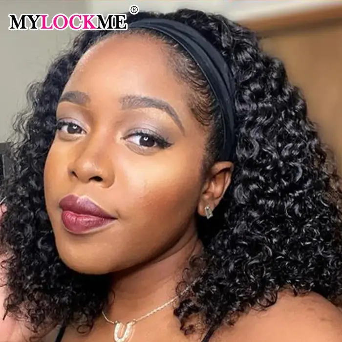 Perruque bandeau cheveux humains crépus bouclés MYLOCKME sans colle pleine Machine faite brésilienne Remy perruques