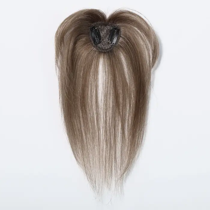 100% Remy cheveux humains Toppers avec frange brun clair postiches 3D vaporeux frange pour les femme