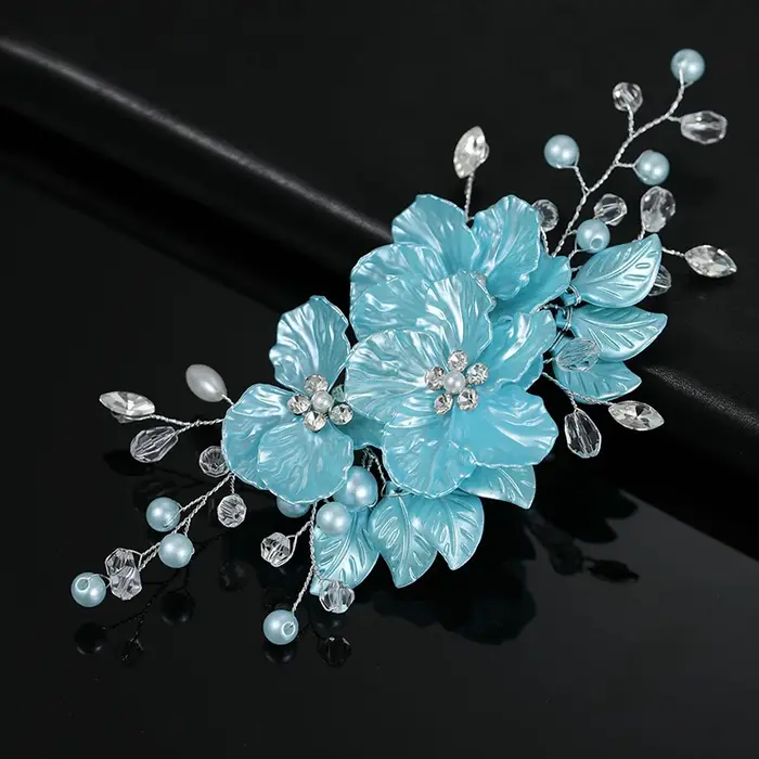 Pinces à cheveux en perles de cristal et fleurs