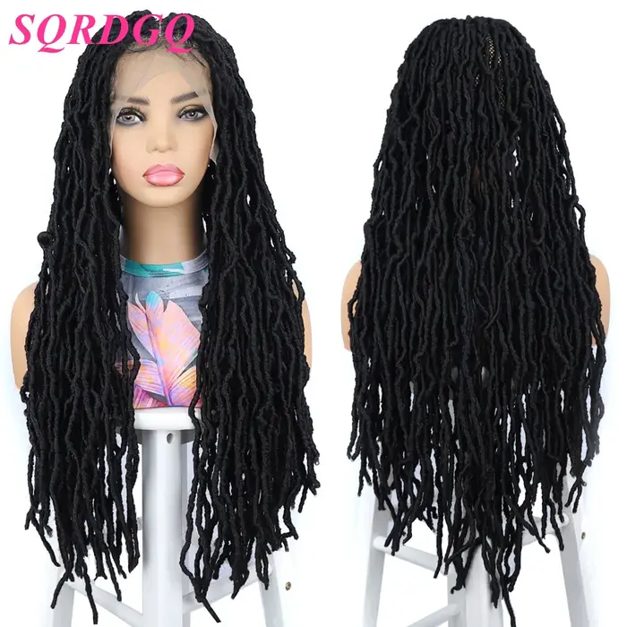 Dreadlocks perruques tressées Locs synthétiques pleine perruque de dentelle tresses féminines pleine