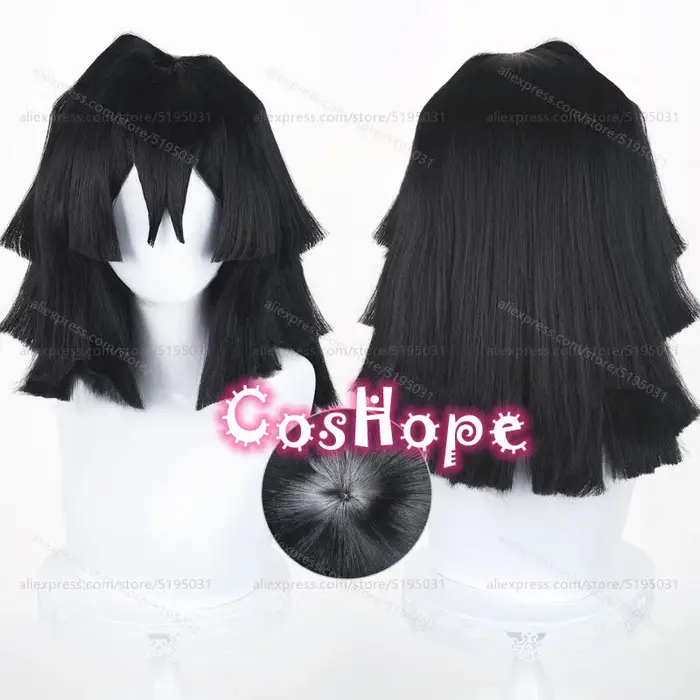 Iguro Obanai Cosplay perruque 40 cm courte