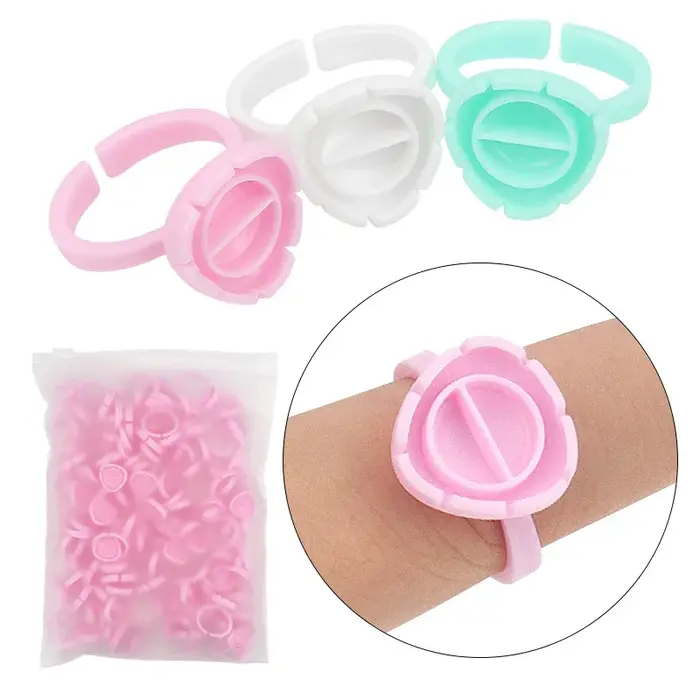 Aireishi vente en gros 100 pièces/sac d'extension de cils jetable colle anneau tasse tatouage Pigment support conteneur