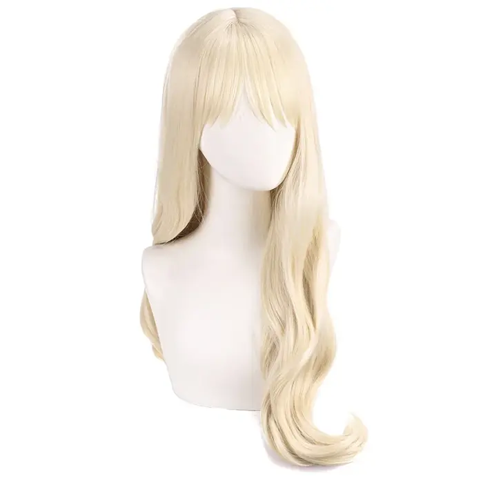 Perruque synthétique longue blonde ondulée pour filles