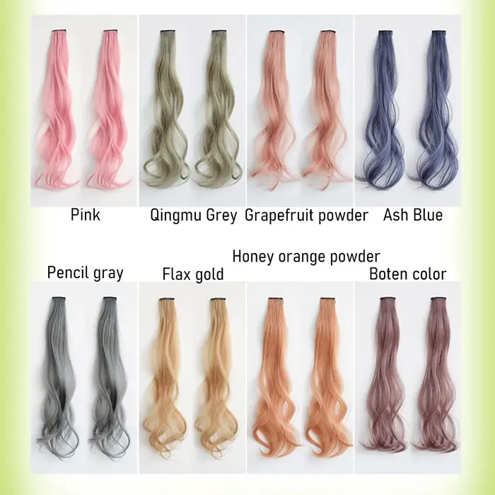 Ensemble de 2 extensions de cheveux bouclés colorés synthétiques de 50 cm