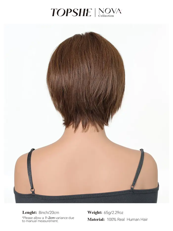 Perruque courte bob 100% cheveux humains réels #