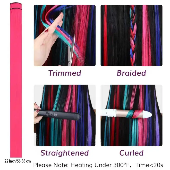 Extensions de cheveux colorés de 22 pouces