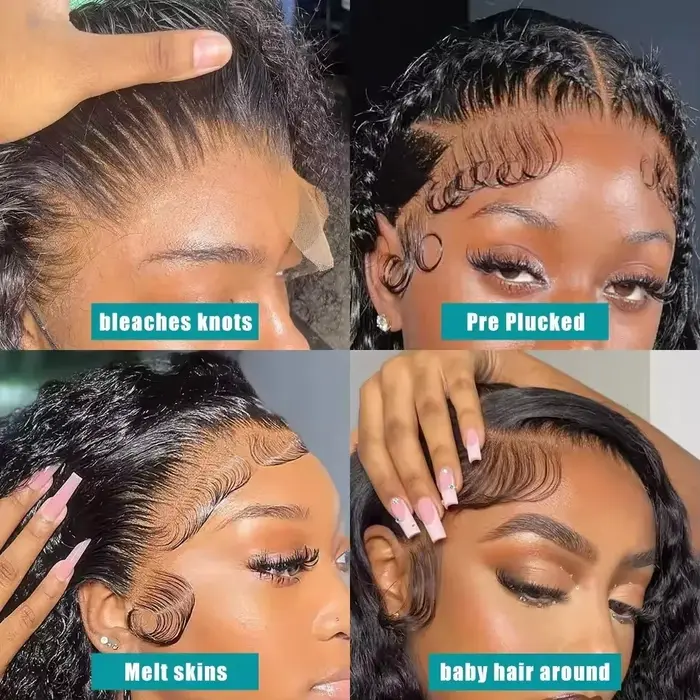 Perruques de cheveux humains bouclés 250% de densité, Deep Wave, 13x6, 360 HD, pré-épilées, avec den