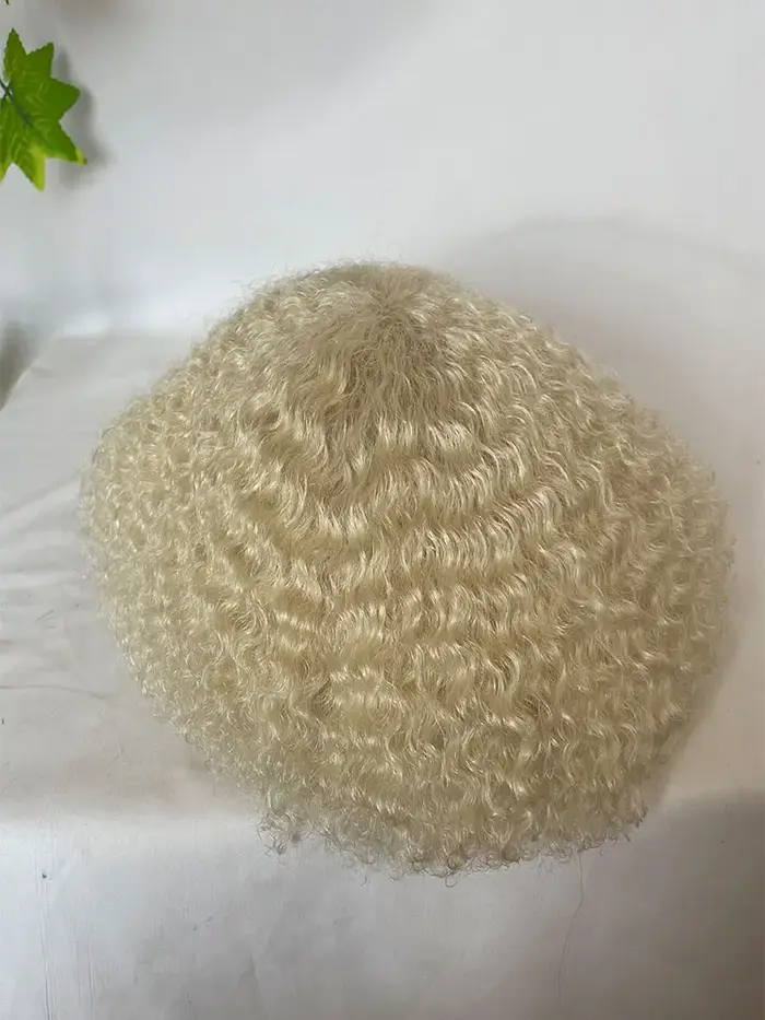 Prothèse capillaire homme Afro Kinky Curly 100% cheveux humains, système de remplacement capillaire 