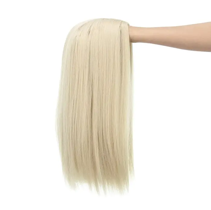 Perruque de cheveux synthétiques courte et lisse avec raie centrale