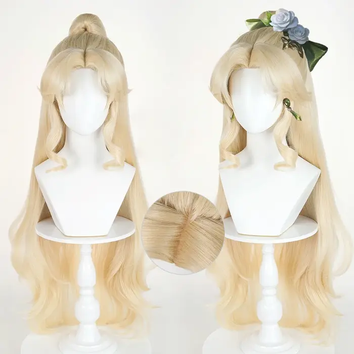 Perruques synthétiques longues ondulées blondes, partie centrale avec Clip queue de cheval, perruque