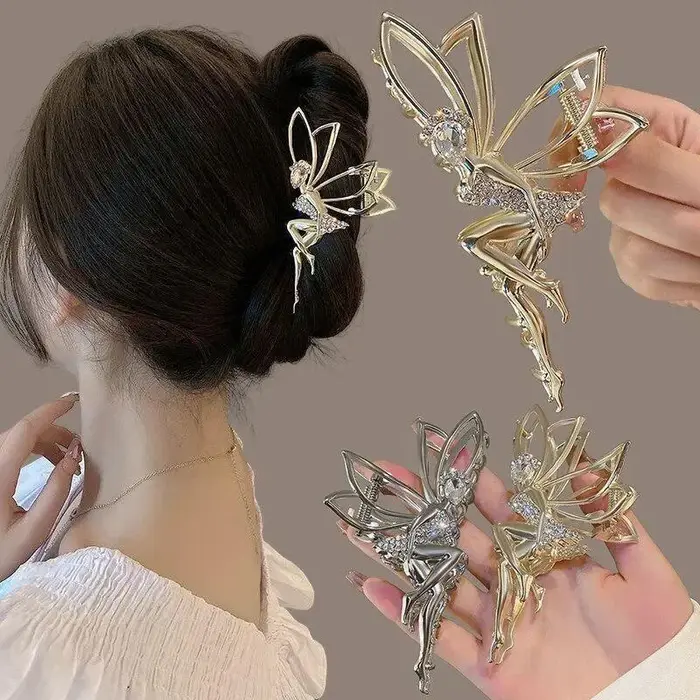 Pince à cheveux en métal pour strass brillant cristal petit ange chapeaux épingle
