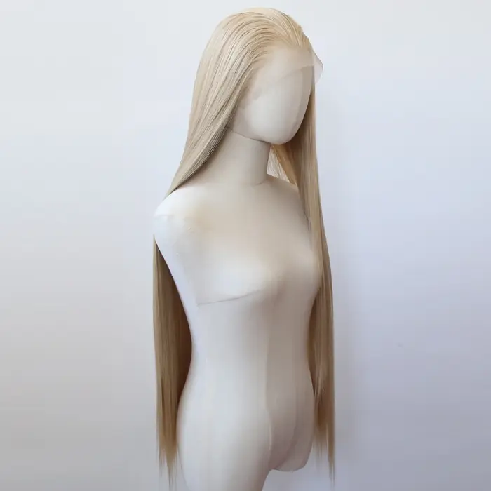 Perruque Lace Front Wig synthétique marron lin 40 pouces