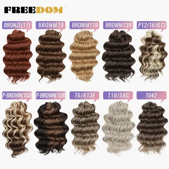 FREEDOM synthétique torsion Crochet cheveux bouclés 16 pouces vague profonde tresse