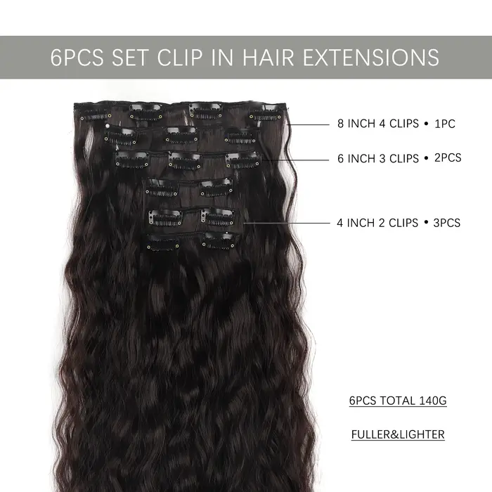 Extensions de cheveux synthétiques à clipser pour femmes et filles