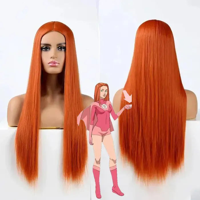 Perruques synthétiques longues et droites pour femmes adultes