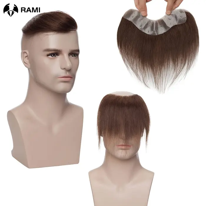 Toupet brun en PU naturel pour hommes