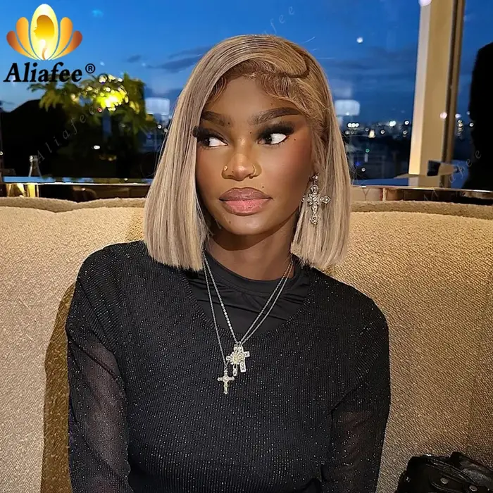Perruque Bob courte blonde pour femme