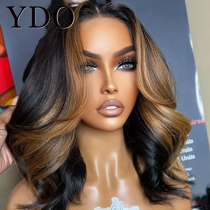 Ombre couleur mis en évidence 13x4 HD dentelle frontale perruques Blonde sans colle 5x5 porter Go HD