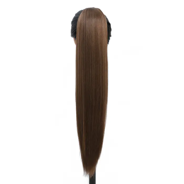28 pouces queue de cheval droite Blonde 27/613 Extensions de cheveux avec Clips Ombre brun cordon coloré Bio haute température synthétique