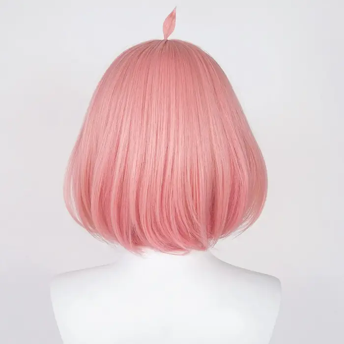 Anya Forger-Perruque Bob Rose Synthétique pour Halloween