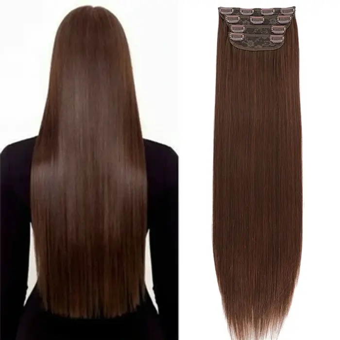 Extensions à clipser lisses ombrées brunes 26 pouces 200 grammes 12 #