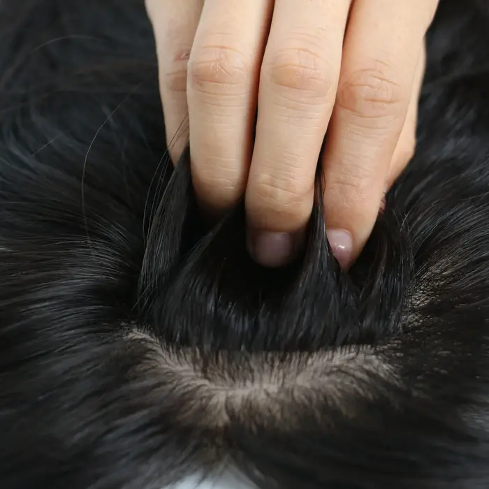 Perruque juive 5x5 à base de soie pour femmes, avec frontale en PU, cheveux humains naturels lisses,