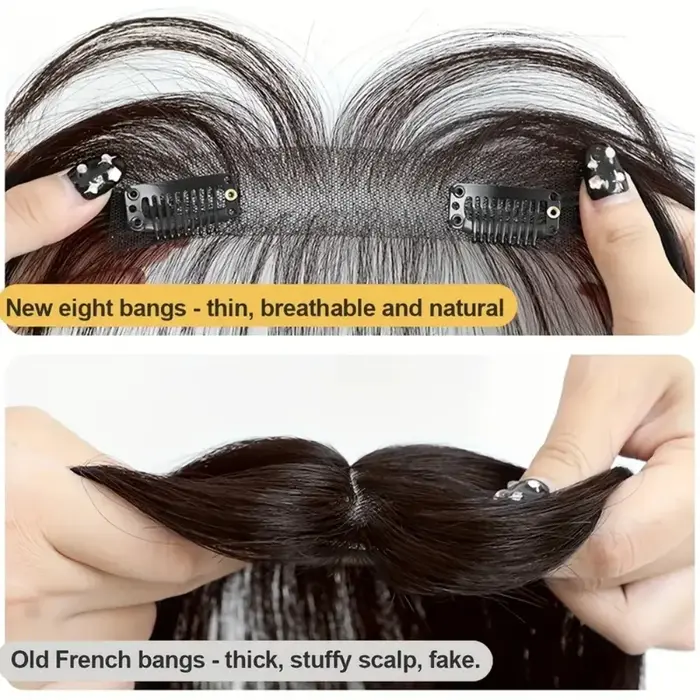 Frange à clipser en cheveux humains 3D avec favoris pour un usage quotidien - Extensions