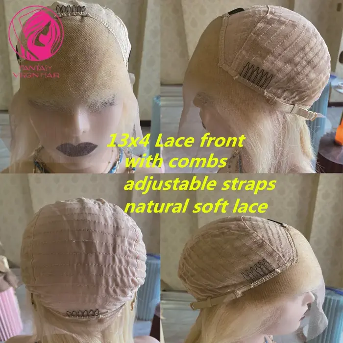 100% réel perruque de cheveux humains brun miel blond met en évidence dentelle frontale perruques co