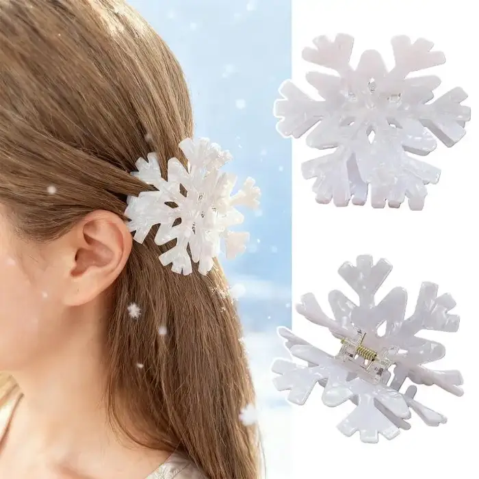 1/3 pièces flocon de neige de noël acrylique griffe de cheveux hiver romantique