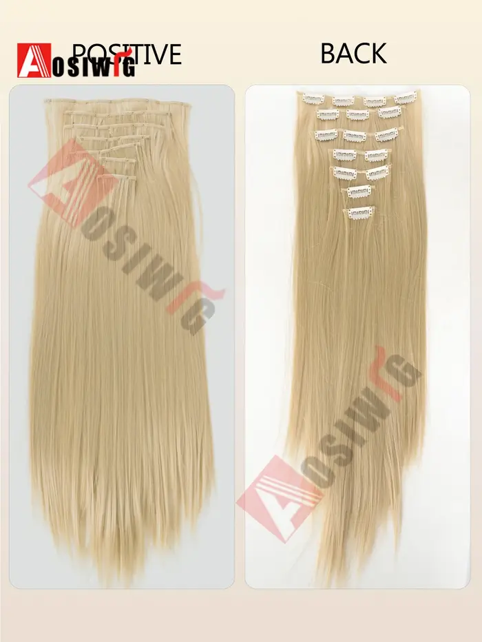 Extensions de cheveux synthétiques longs et lisses
