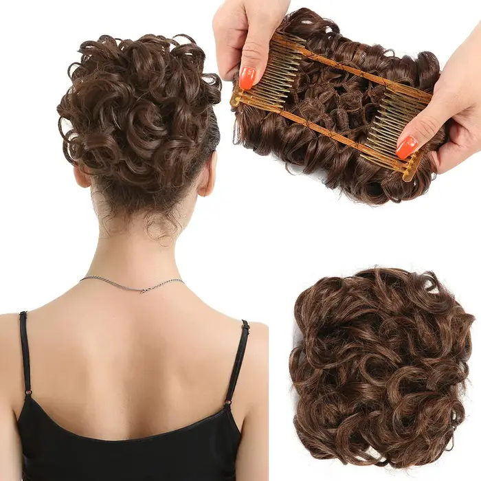 Chignon synthétique court bouclé désordonné