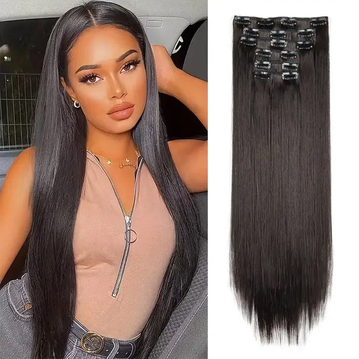 Extensions capillaires synthétiques longues et lisses