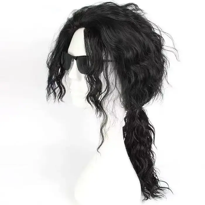 Perruque de cosplay Michael Jackson, tenue vintage des années 80, lunettes, micro, accessoires de scène pour fête d'Halloween, unisexe