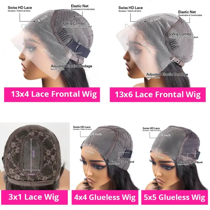Perruque courte bob en cheveux humains, prête à porter, sans colle, avec closure en dentelle HD 5x5,
