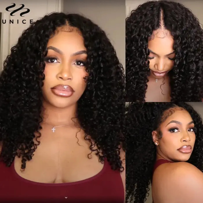 Perruque Unice Hair EasiContour Jerry Curly V Part 100% Cheveux Humains, Bordure Invisible Améliorée