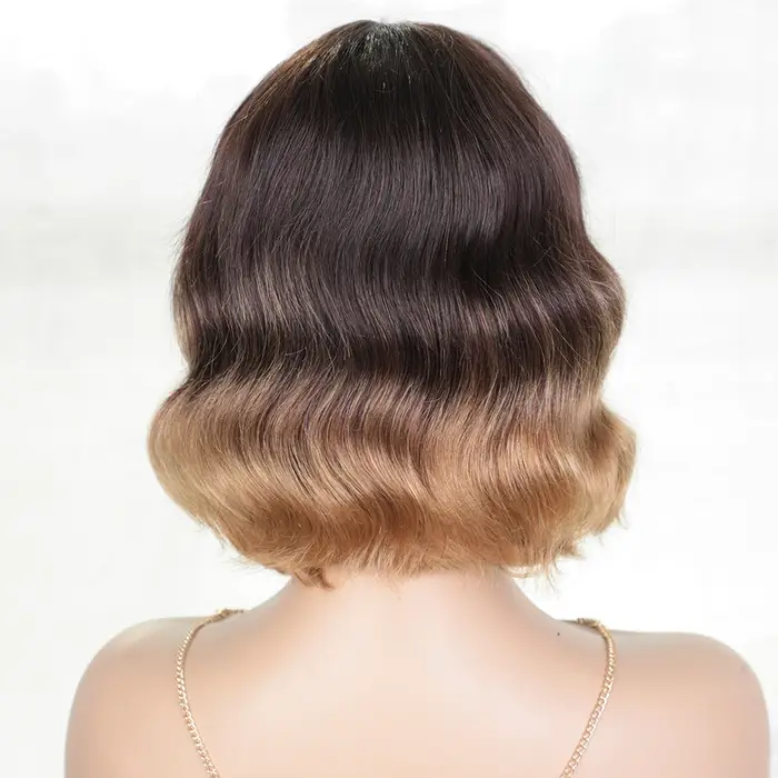 Perruques de cheveux humains Pixie Bob Cut avec frange pour femme