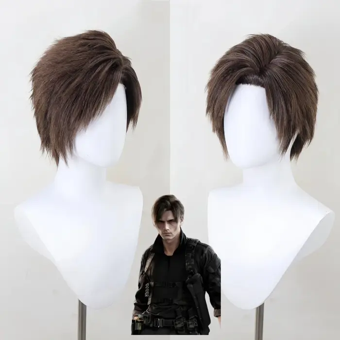 Perruque de cosplay Re9 REQ Leon pour homme