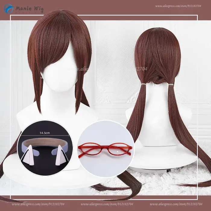 Perruque Cosplay OligMario Makinami avec Bonnet