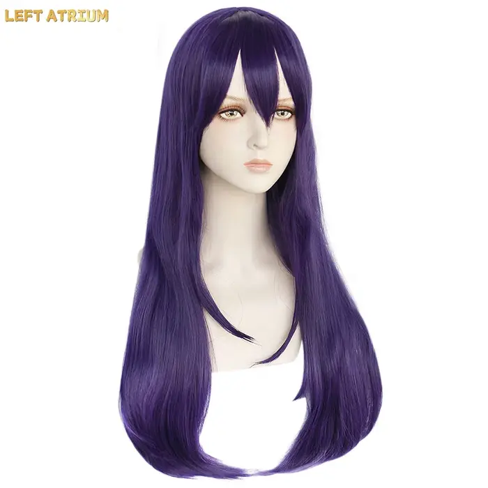 Perruque de Cosplay Yuri de Doki Doki Literature Club, perruque longue violette résistante à la chaleur, cheveux synthétiques, pour jeu de rôle, avec bonnet de perruque