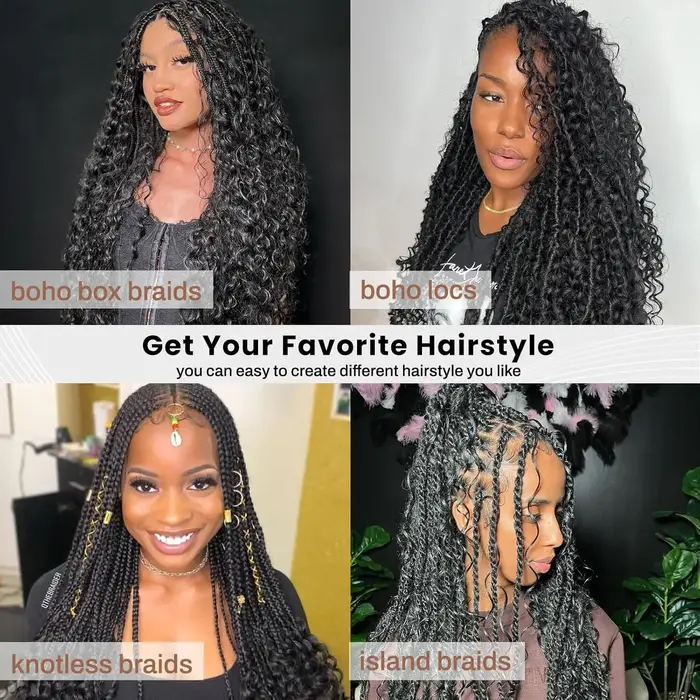 Tressage en vrac cheveux humains vague profonde couleur non transformée sans trame Boho tresses