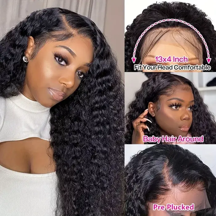 36Inch Curly HD Lace Front Wig 13x4 13x6 HD Lace Frontal Human Hair Deep Water Wave Wig For Women Pr