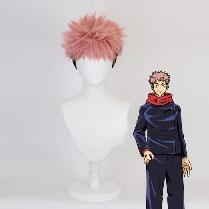 Perruque de Cosplay Anime Yuji Itadori, perruque en Fiber synthétique résistante aux hautes températ