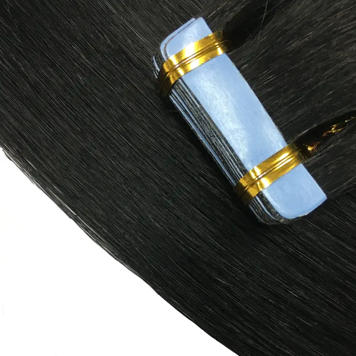 Extensions de cheveux naturels Remy lisses à bande adhésive