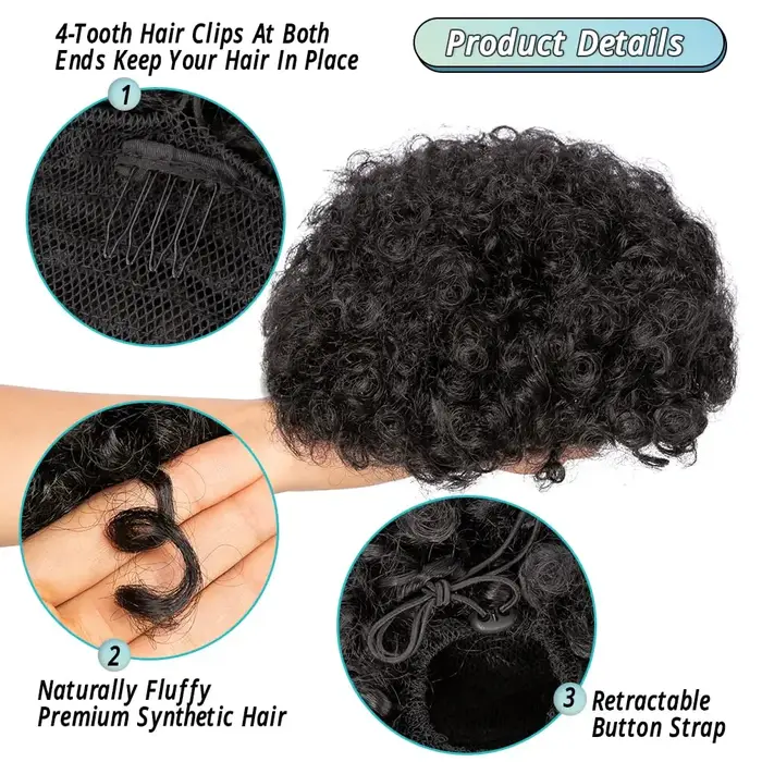 Queue de cheval synthétique Afro Puff pour femmes noires