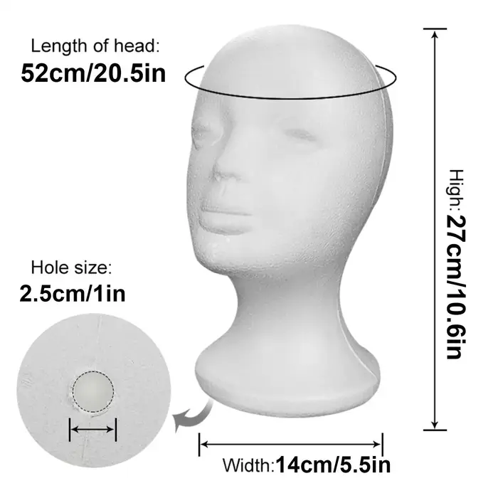 Tête de mannequin femme en mousse pour perruques