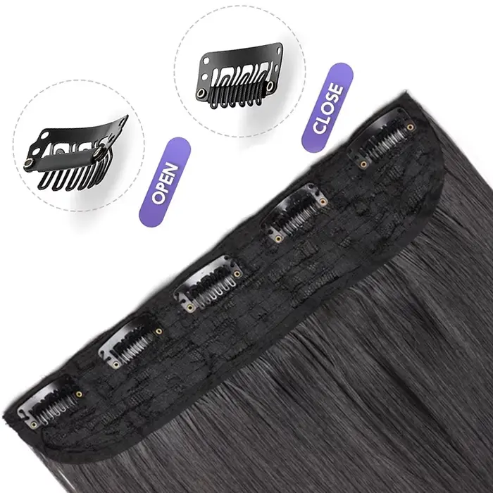 Extension capillaire synthétique épaisse à 5 Clips, postiche longue et lisse, 16 pouces, 20 pouces,
