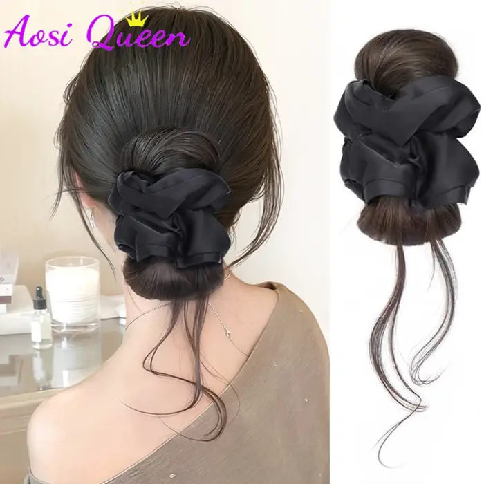 AOSIQUEEN Chignon synthétique en satin avec pince à cheveux